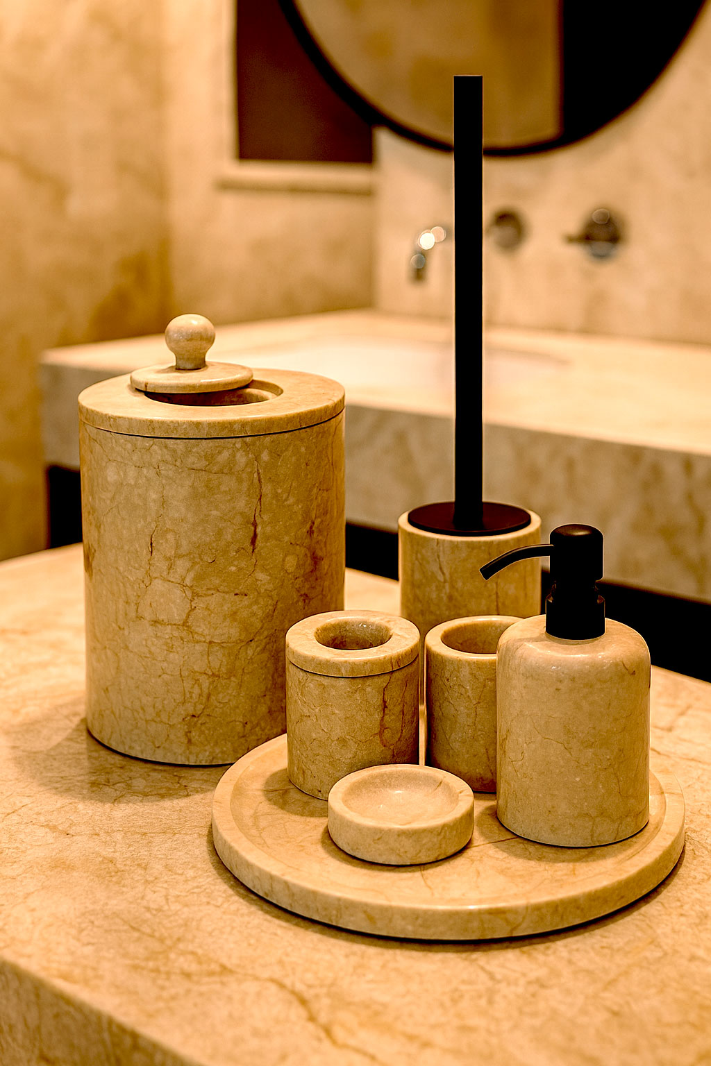 Toros Beige Marble Bathroom Set