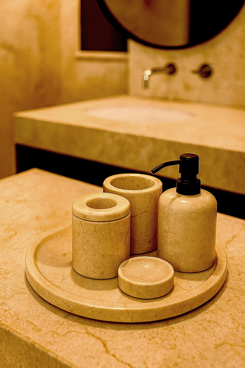 Toros Beige Marble Bathroom Set