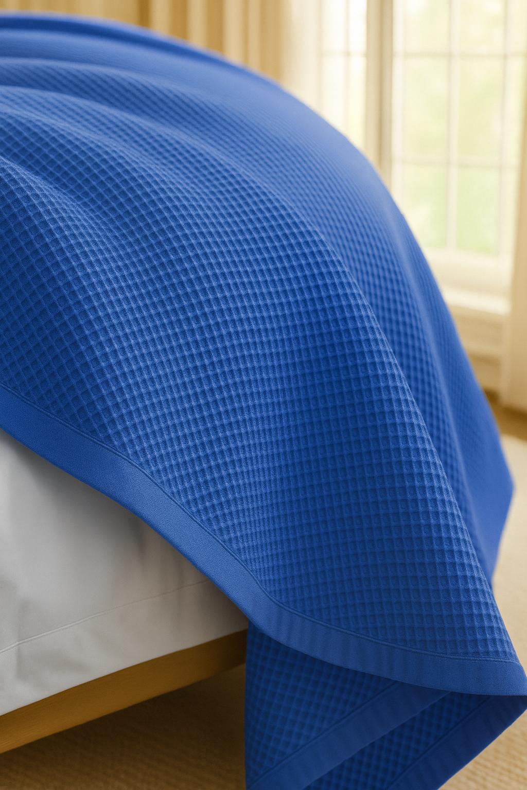 Royal Waffle Blanket – Deep Blue
