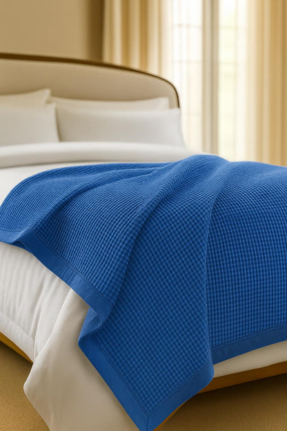 Royal Waffle Blanket – Deep Blue