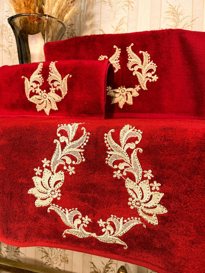 Deva Burgundy Towel Set