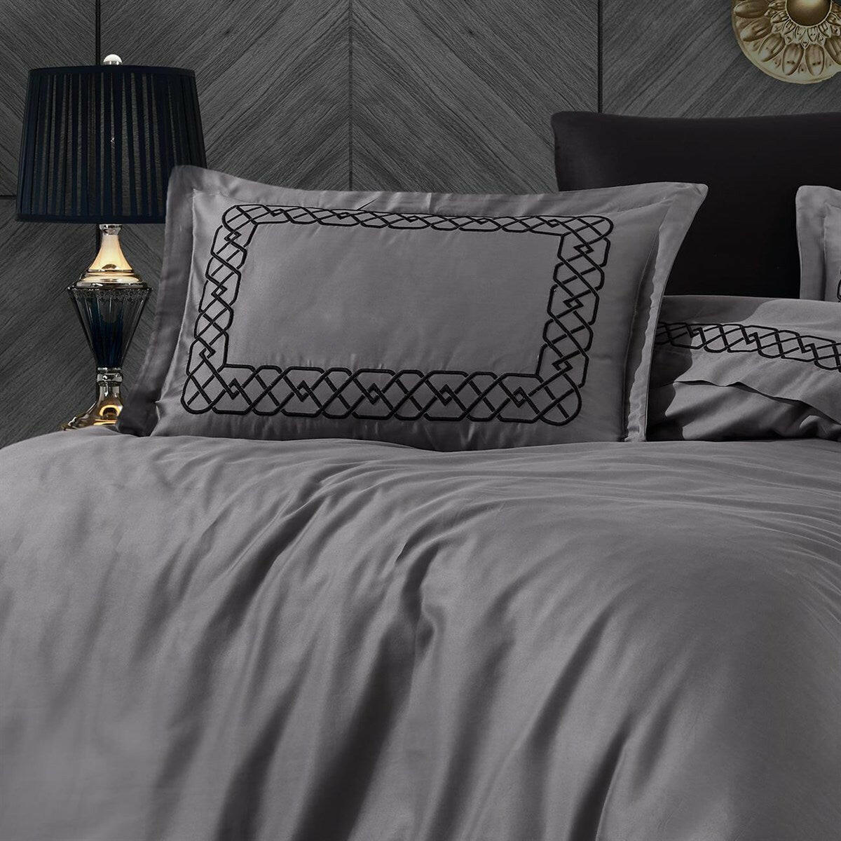 Esma Grey - Embroidered Luxury Duvet Cover Set