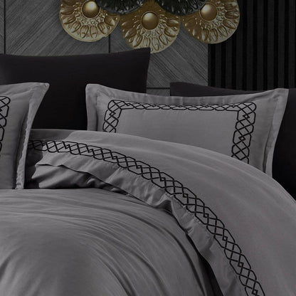 Esma Grey - Embroidered Luxury Duvet Cover Set