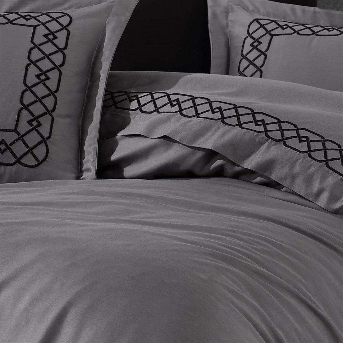 Esma Grey - Embroidered Luxury Duvet Cover Set