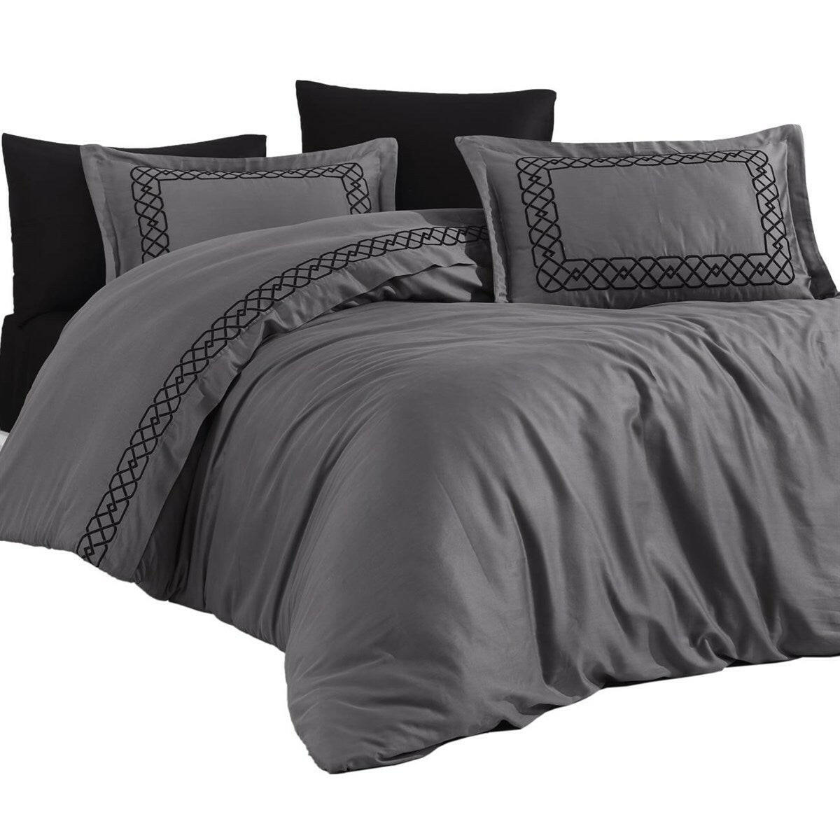 Esma Grey - Embroidered Luxury Duvet Cover Set