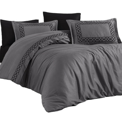 Esma Grey - Embroidered Luxury Duvet Cover Set