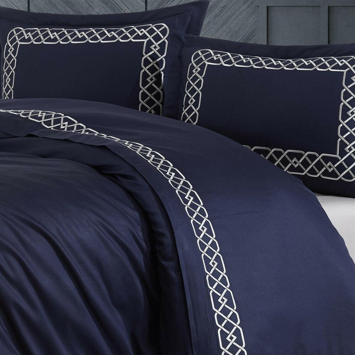 Esma Night Blue - Embroidered Luxury Duvet Cover Set