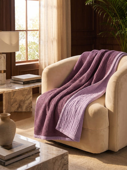 8-Layer Waffle & Muslin Blanket – Reversible Luxury Organic Cotton Bedspread & Throw