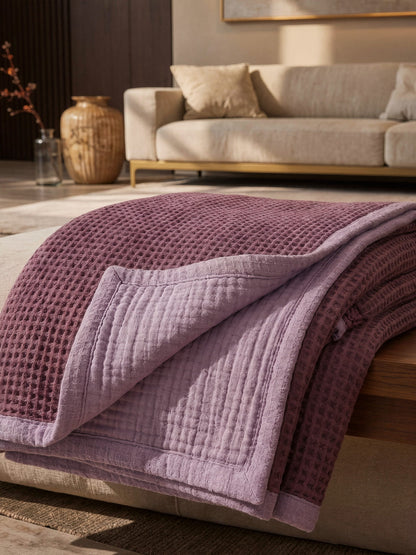 8-Layer Waffle & Muslin Blanket – Reversible Luxury Organic Cotton Bedspread & Throw
