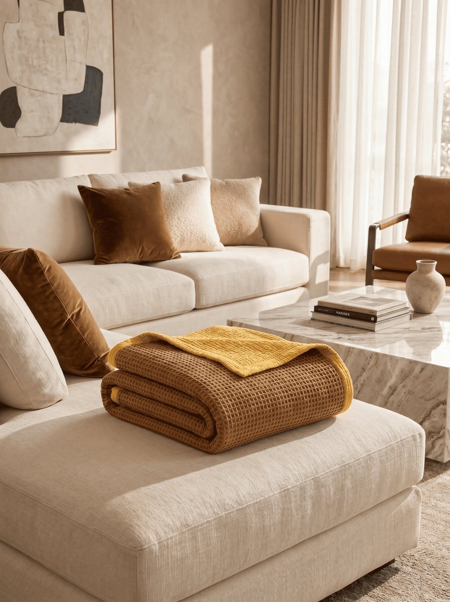 8-Layer Waffle & Muslin Blanket – Reversible Luxury Organic Cotton Bedspread & Throw