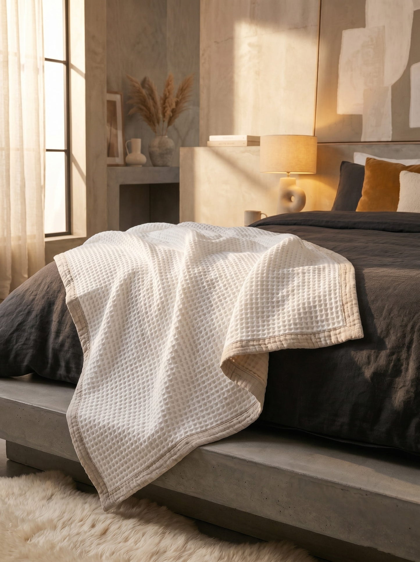 8-Layer Waffle & Muslin Blanket – Reversible Luxury Organic Cotton Bedspread & Throw