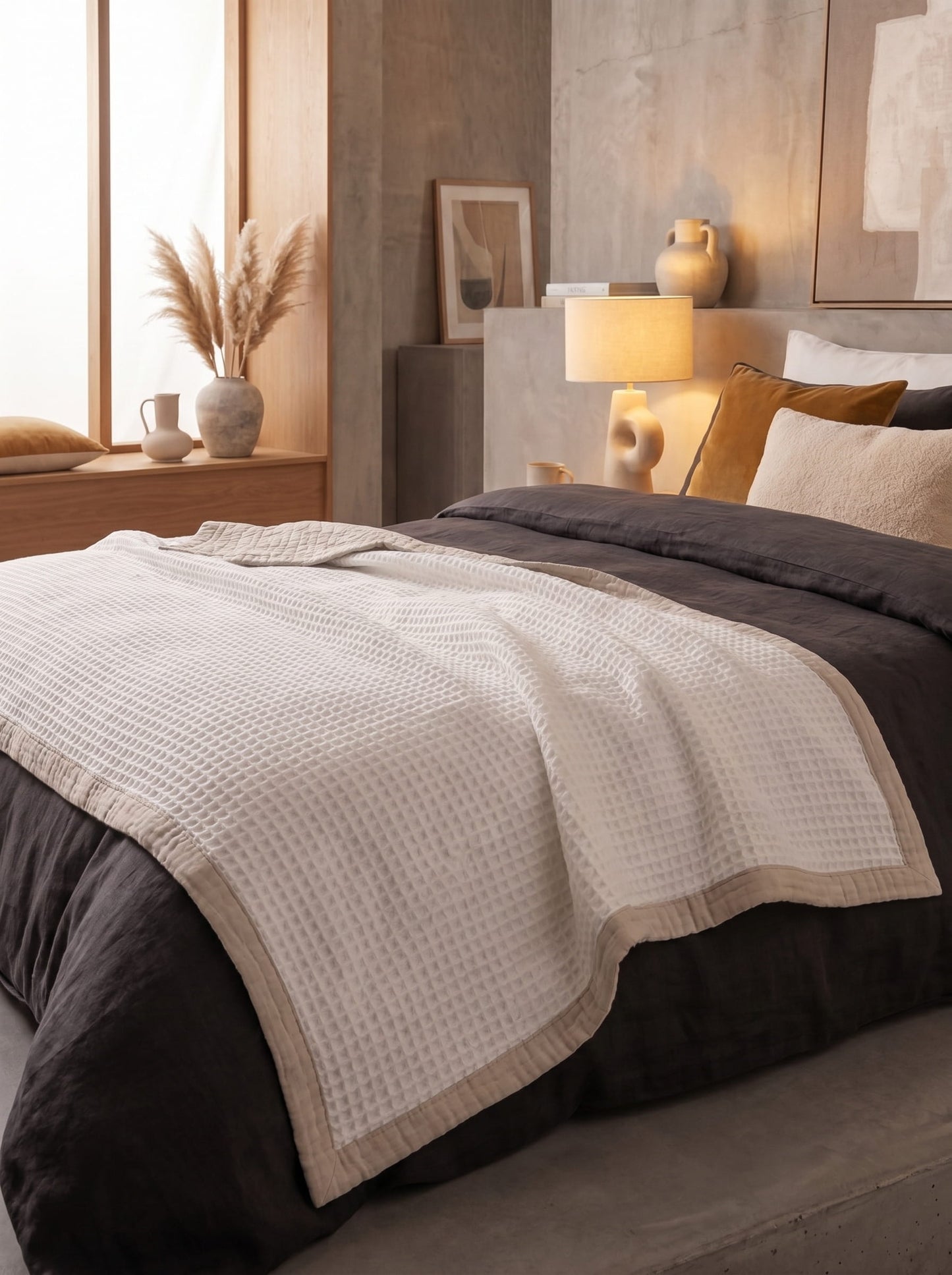 8-Layer Waffle & Muslin Blanket – Reversible Luxury Organic Cotton Bedspread & Throw
