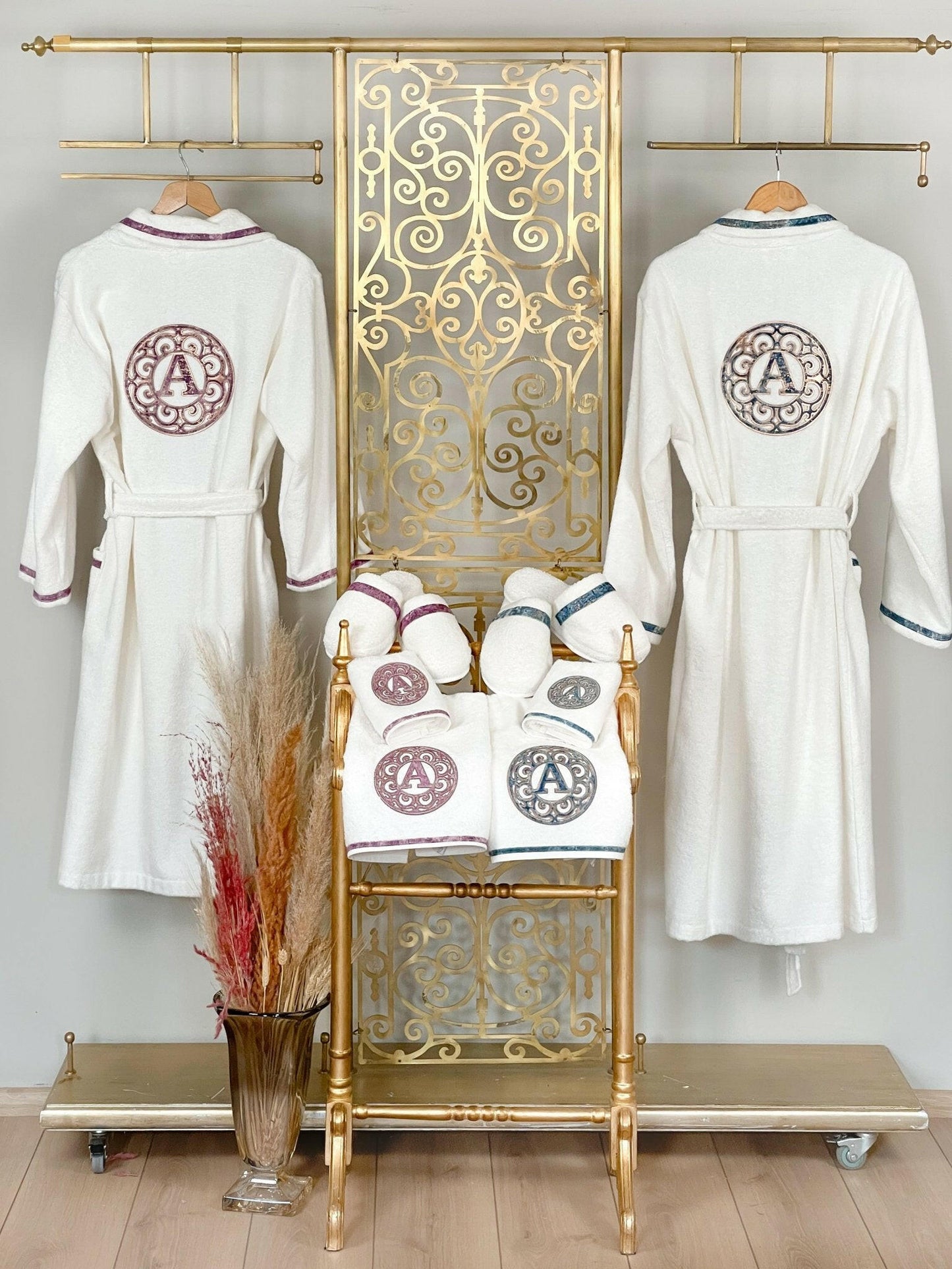 Personalized Initial Lyra Bathrobe Set (His & Her)