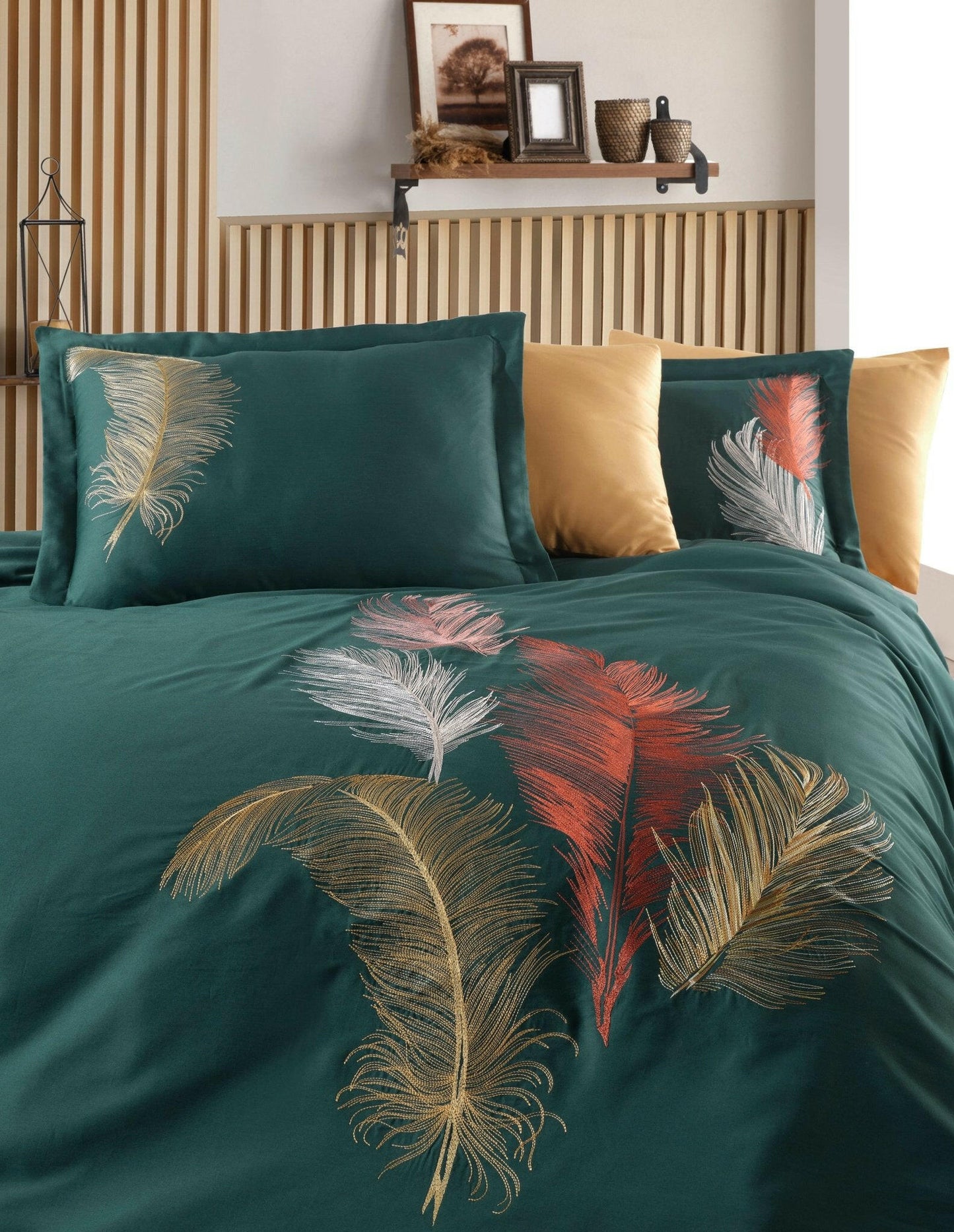 Yaprak Green - Embroidered Luxury Duvet Cover Set